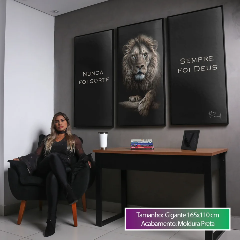 Quadro decorativos Nunca Foi Sorte, Sempre Foi Deus 3 Peças