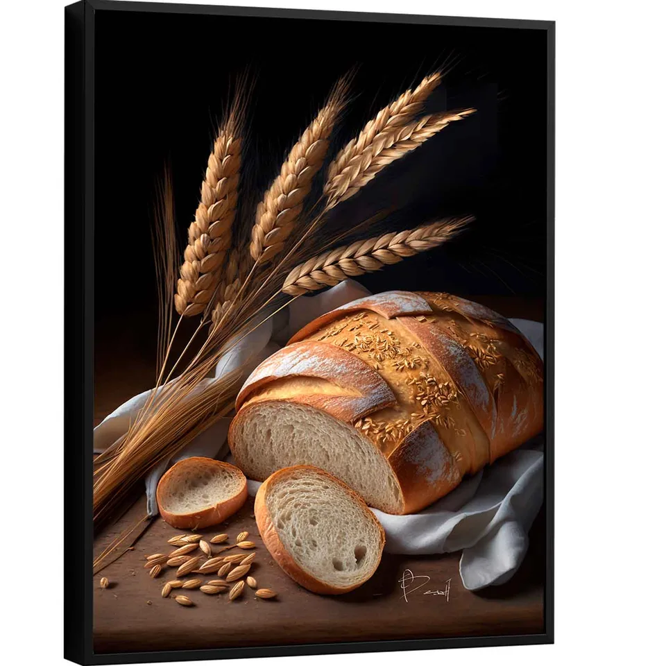 Quadro decorativo Pão e Trigo