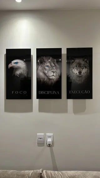 Quadro Disciplina, Execução e Foco 3 Peças na casa de Wellington Prado