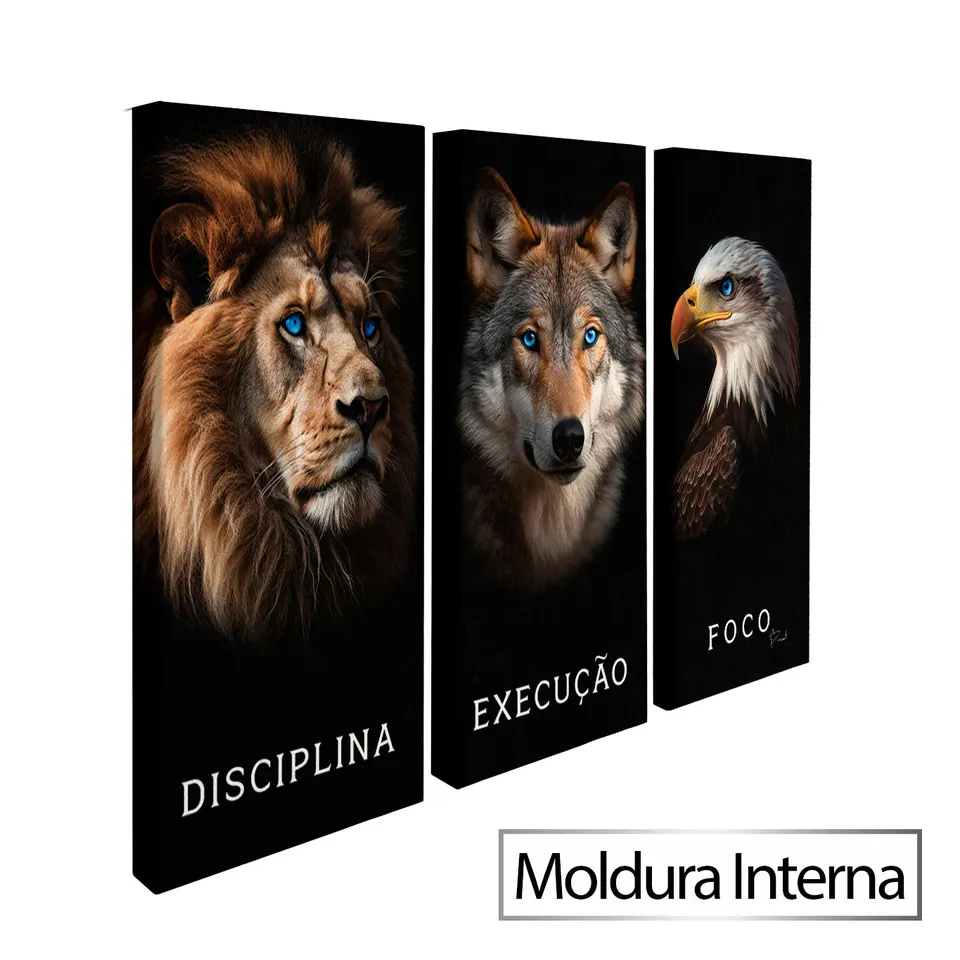 8548 Quadro Disciplina, Execução e Foco Realista 3 Peças (33)