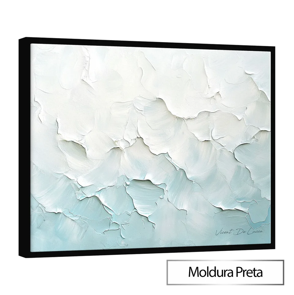 Quadro Abstrato Pinceladas do Vento com Moldura Preta