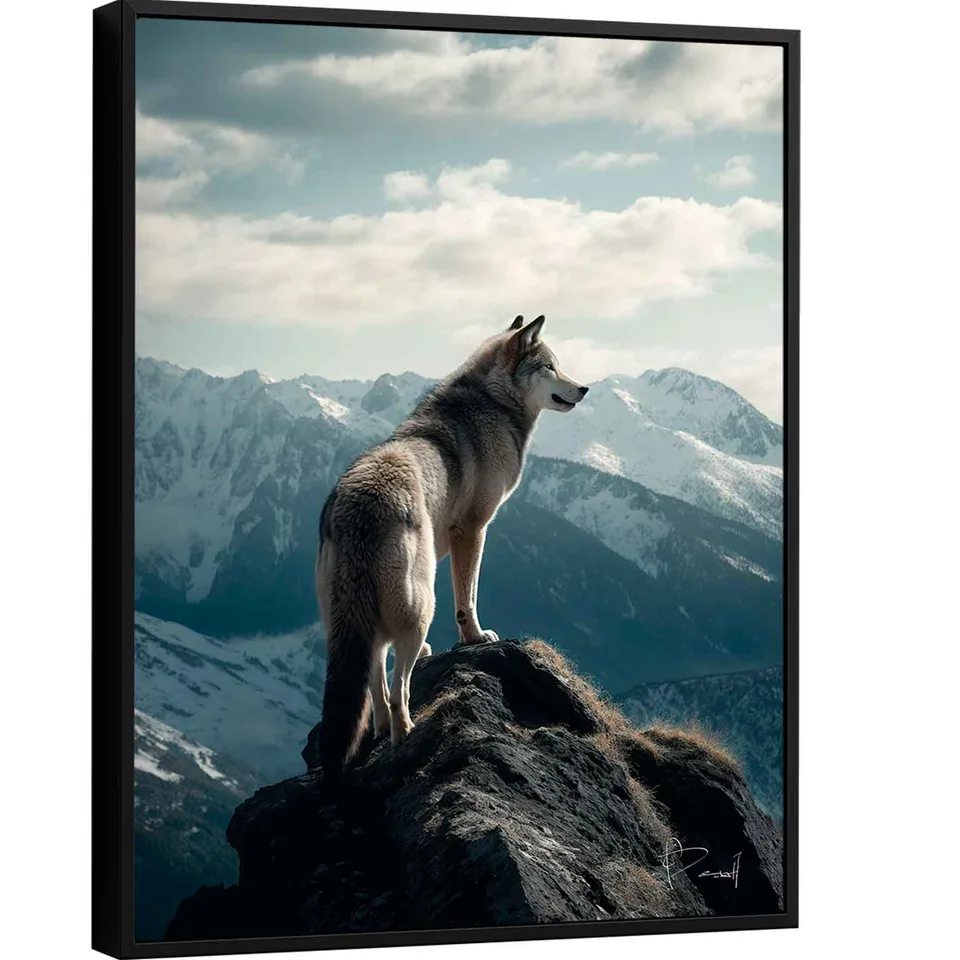 Quadro Lobo na Montanha