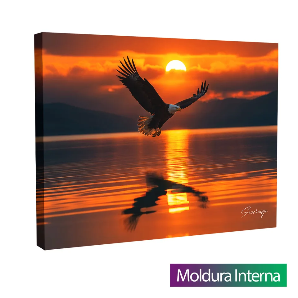 Quadro Águia ao Pôr do Sol — Moldura Interna, Médio 64x48