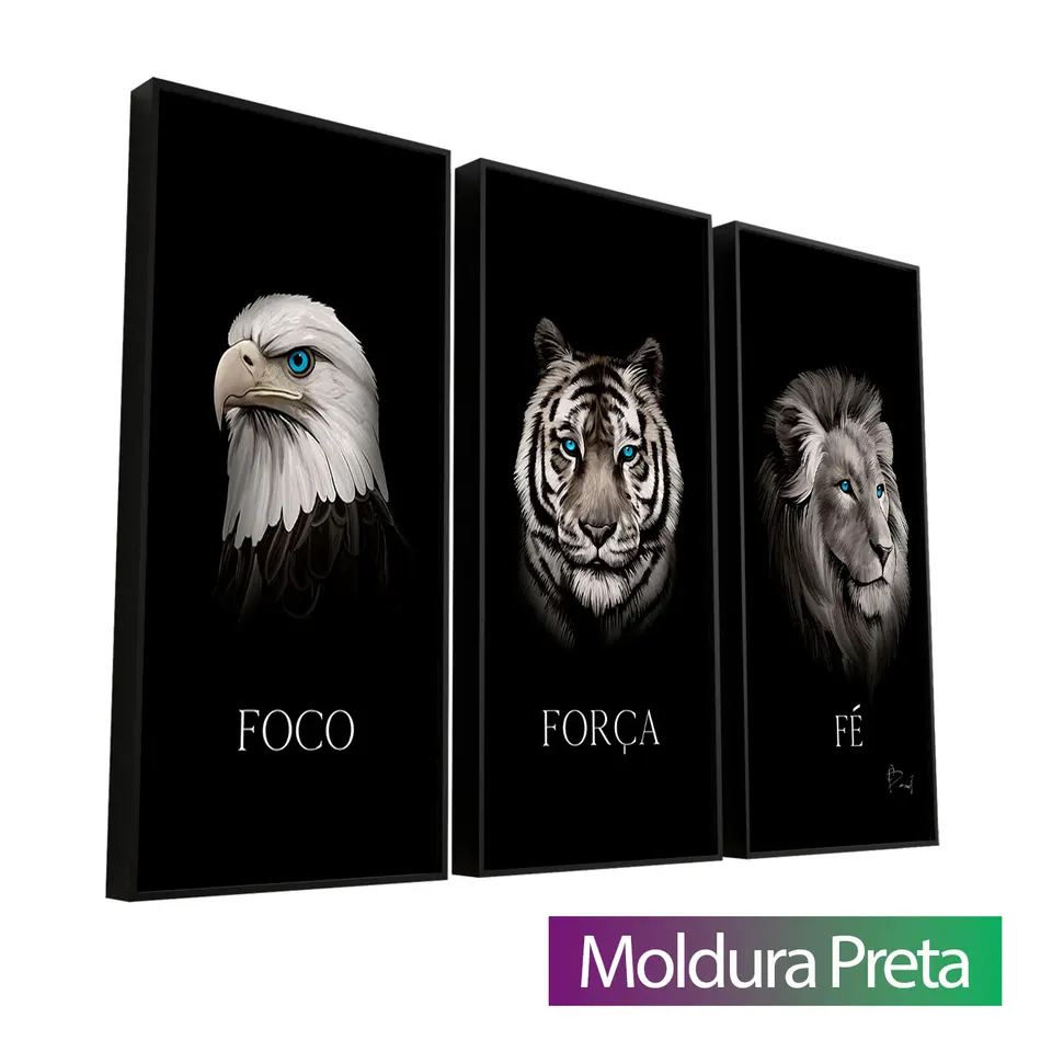 Quadro Foco, Força e Fé 3 Peças — foto 10