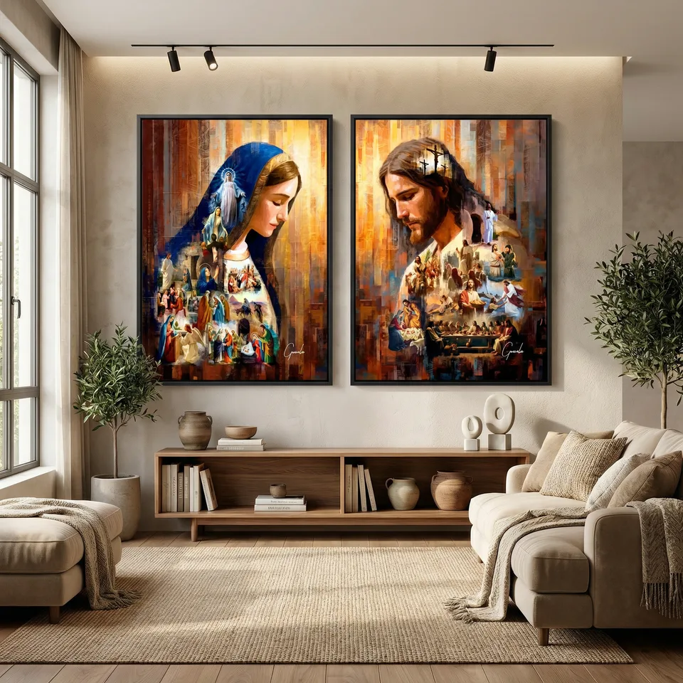 Firefly_Gemini Flash_Coloque essas obras de arte uma do lado da outra em quadros canvas vertical cada, na 230562