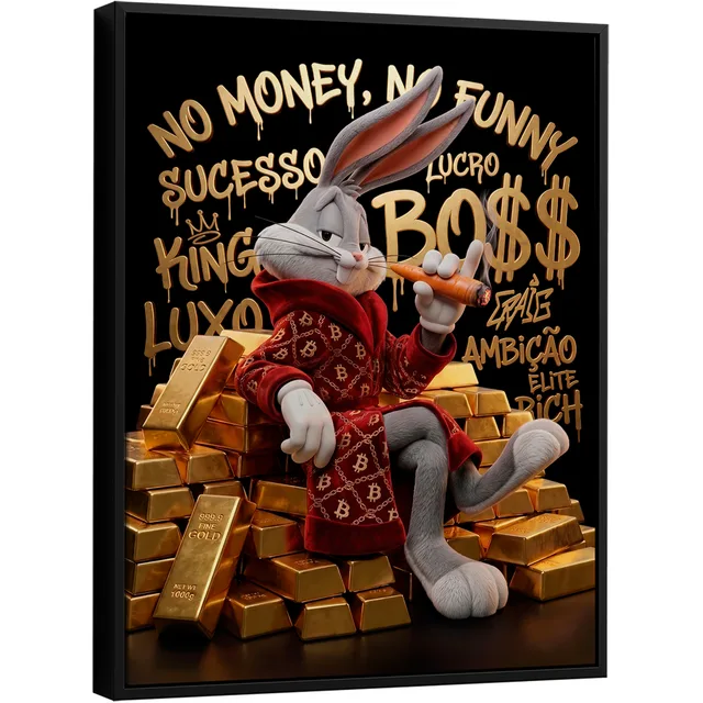 Quadro The Boss Bunny Grafite Dourado capa