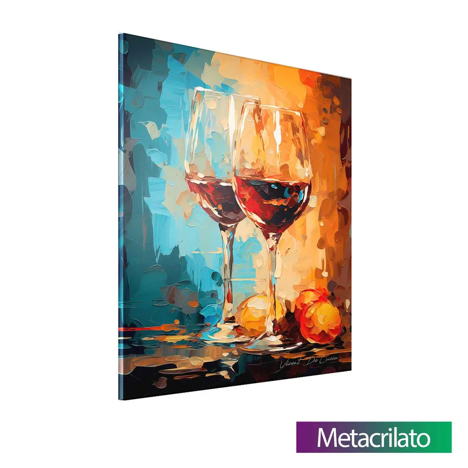 Quadro Belas Taças de Vinho com acabamento em metacrilato