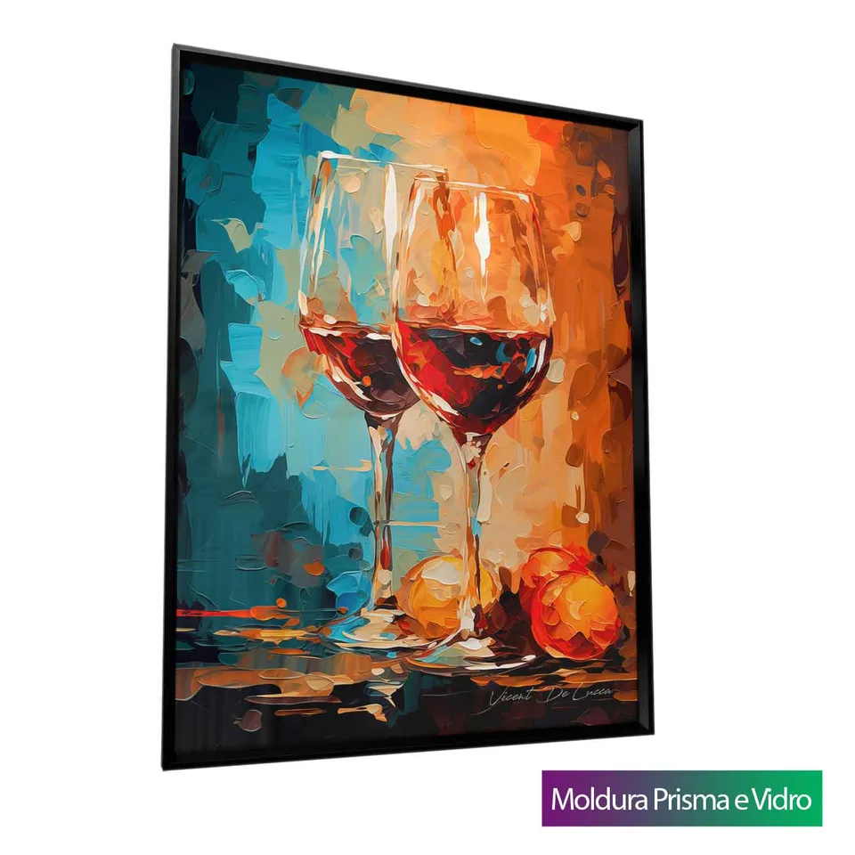 Quadro Belas Taças de Vinho com moldura Prisma e vidro