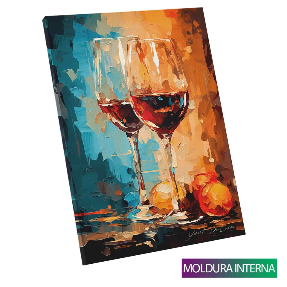 Quadro Belas Taças de Vinho com moldura interna