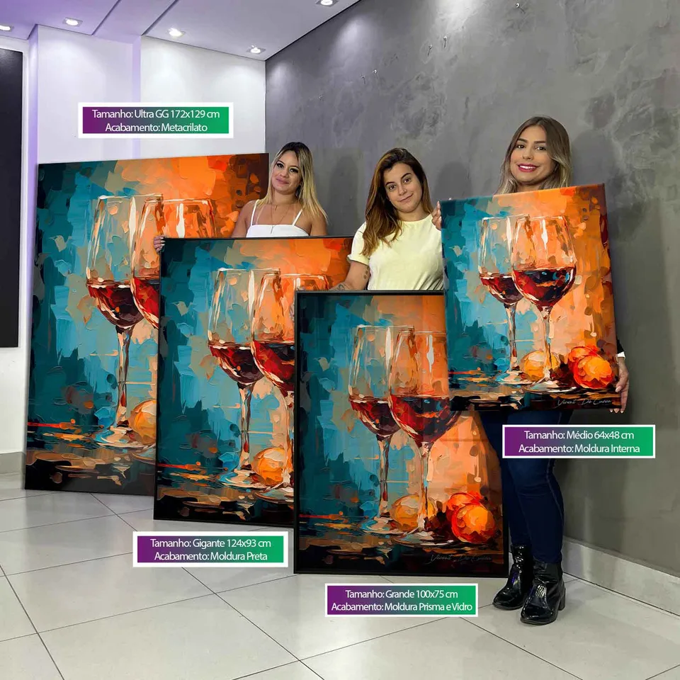 Quadro Belas Taças de Vinho, de Vicent de Lucca — foto 3