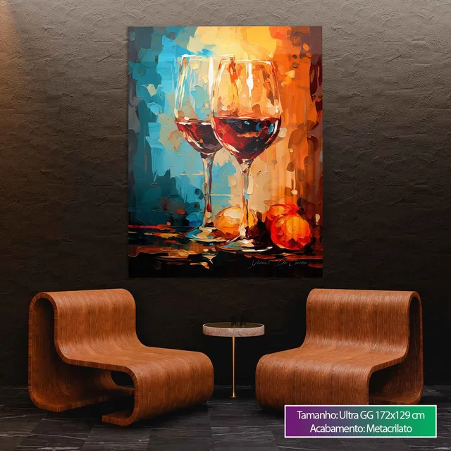 Belas Taças de Vinho em lounge com poltronas
