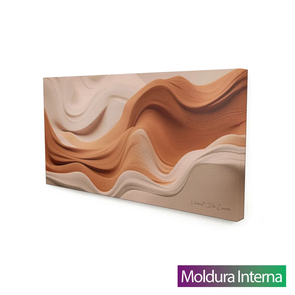 Quadro Boho Ondas Suaves — Moldura Interna, Médio 68x34