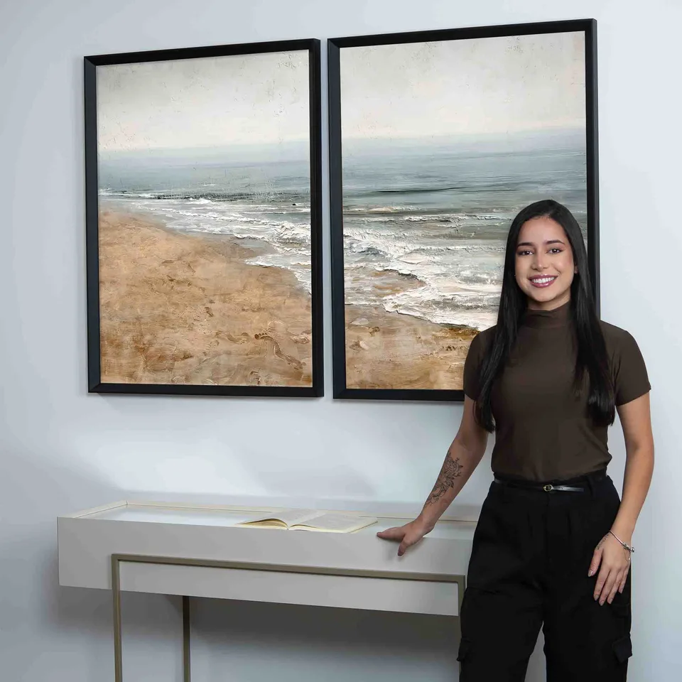 quadro recanto litoral — perspectiva frontal dos dois painéis completos