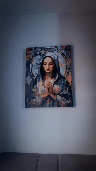 Quadro Virgem Maria Grid Art na casa de Ana Paula