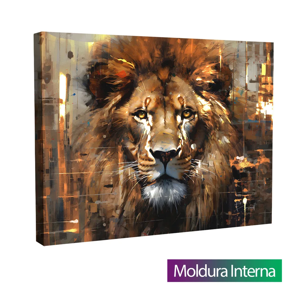Quadro Leão Strati D'Arte — Moldura Interna, Médio 64x48