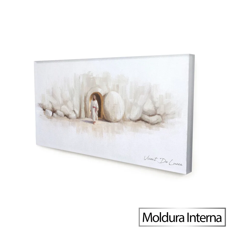 Quadro O Renascimento de Cristo - Coleção minimalista — Moldura Interna, Médio 68x34