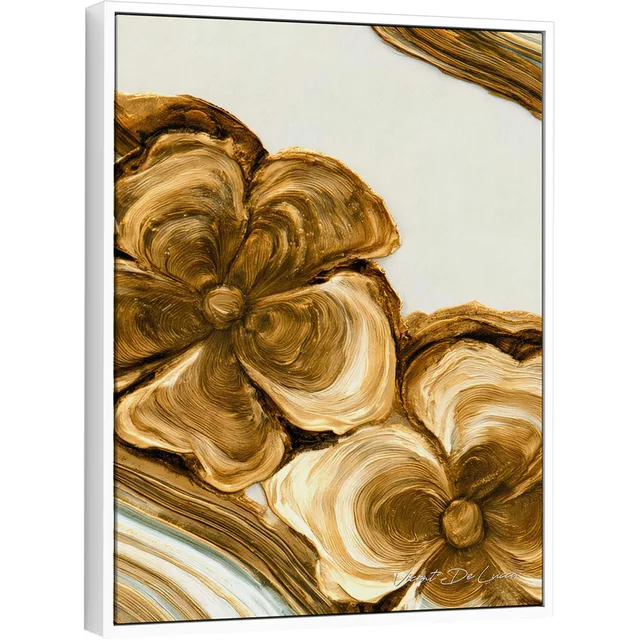 Quadro Floral Dourado Amadeirado