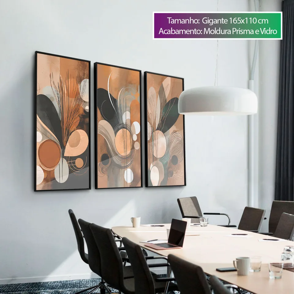 Quadro Boho Areia e Terra 3 Peças