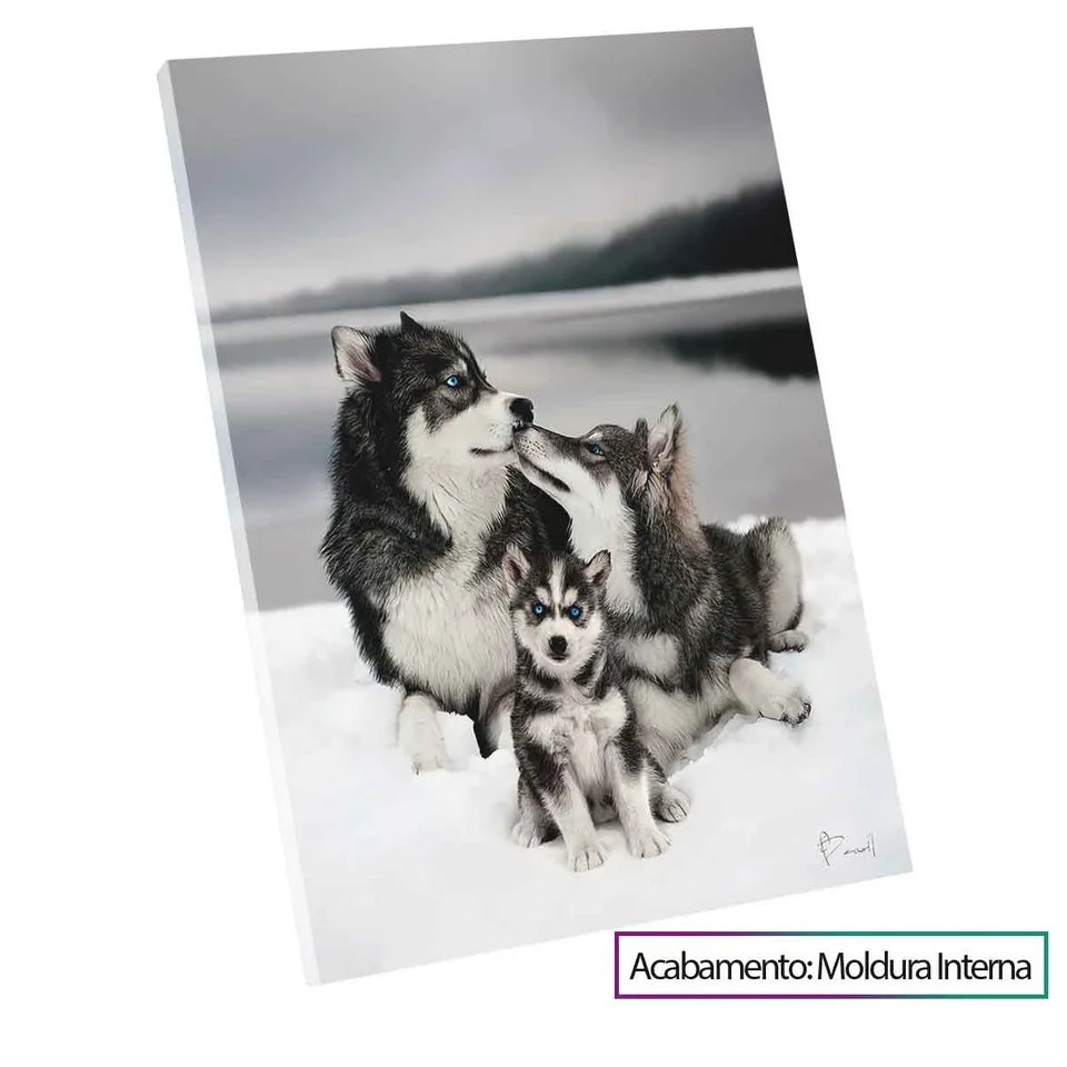 Quadro Família de Lobos — Moldura Interna, Médio 64x48