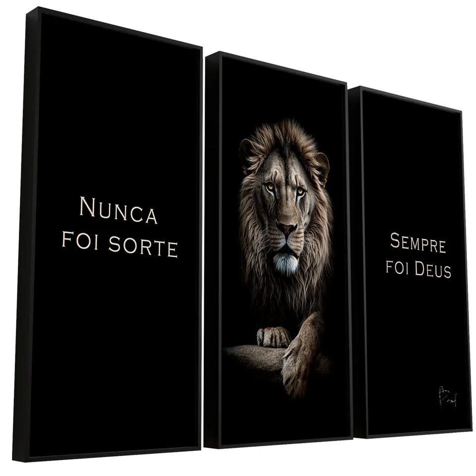 Quadro Nunca Foi Sorte, Sempre Foi Deus 3 Peças