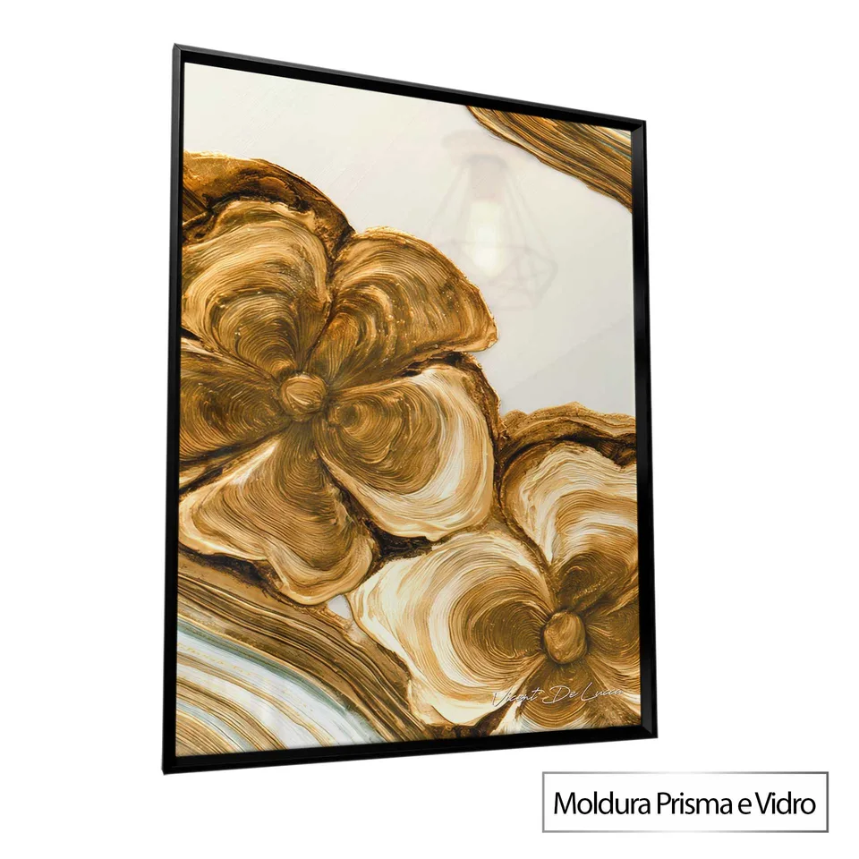 Quadro Floral Dourado Amadeirado — foto 8
