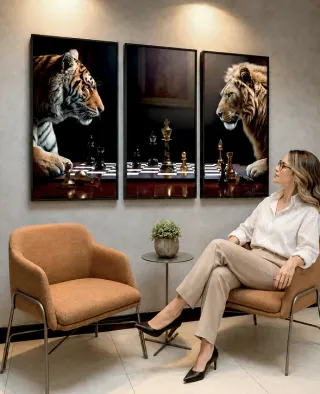 Quadro Jogo de Feras 3 Peças na casa de Raquel Gomes