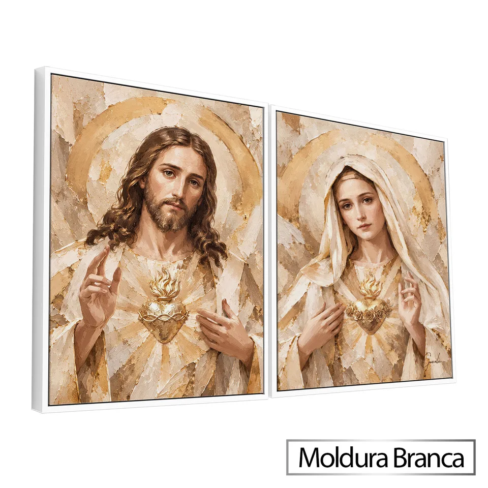 Quadro Os Corações Divinos de Jesus e Maria 2 Peças — foto 10