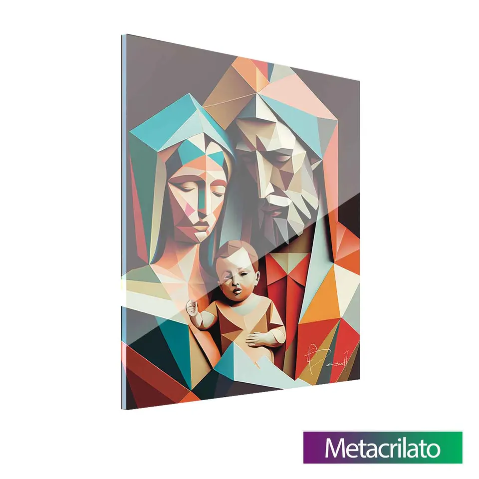 Quadro decorativo Família Divina Geométrica em Metacrilato