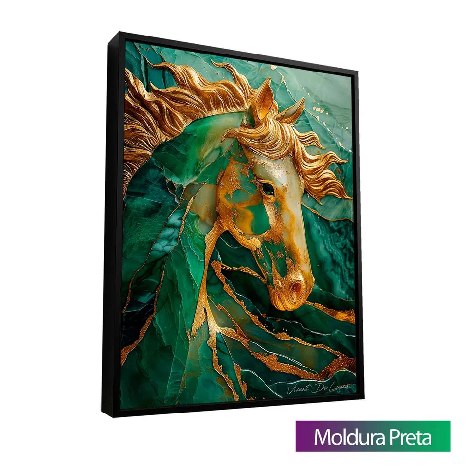 Quadro Cavalo Esmeralda com Ouro — foto 11