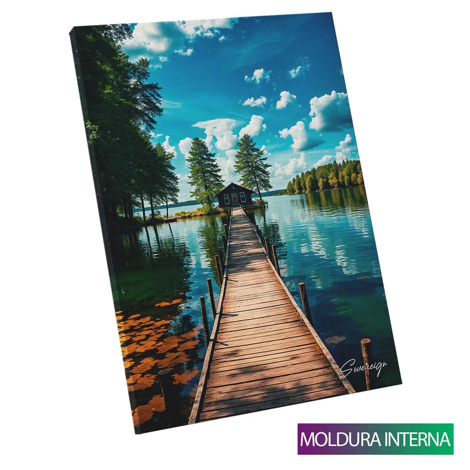 Quadro Casa no Lago com moldura interna