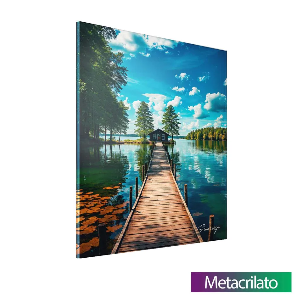 Quadro Casa no Lago com acabamento em metacrilato