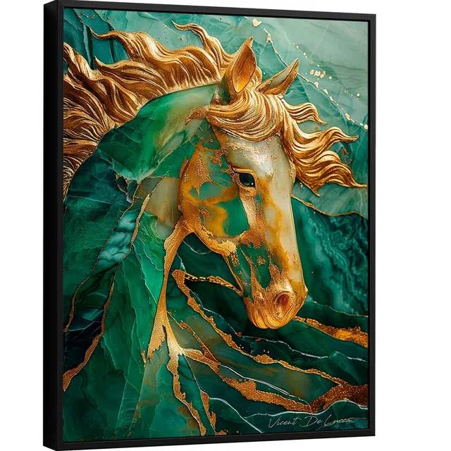 Quadro Cavalo Esmeralda com Ouro
