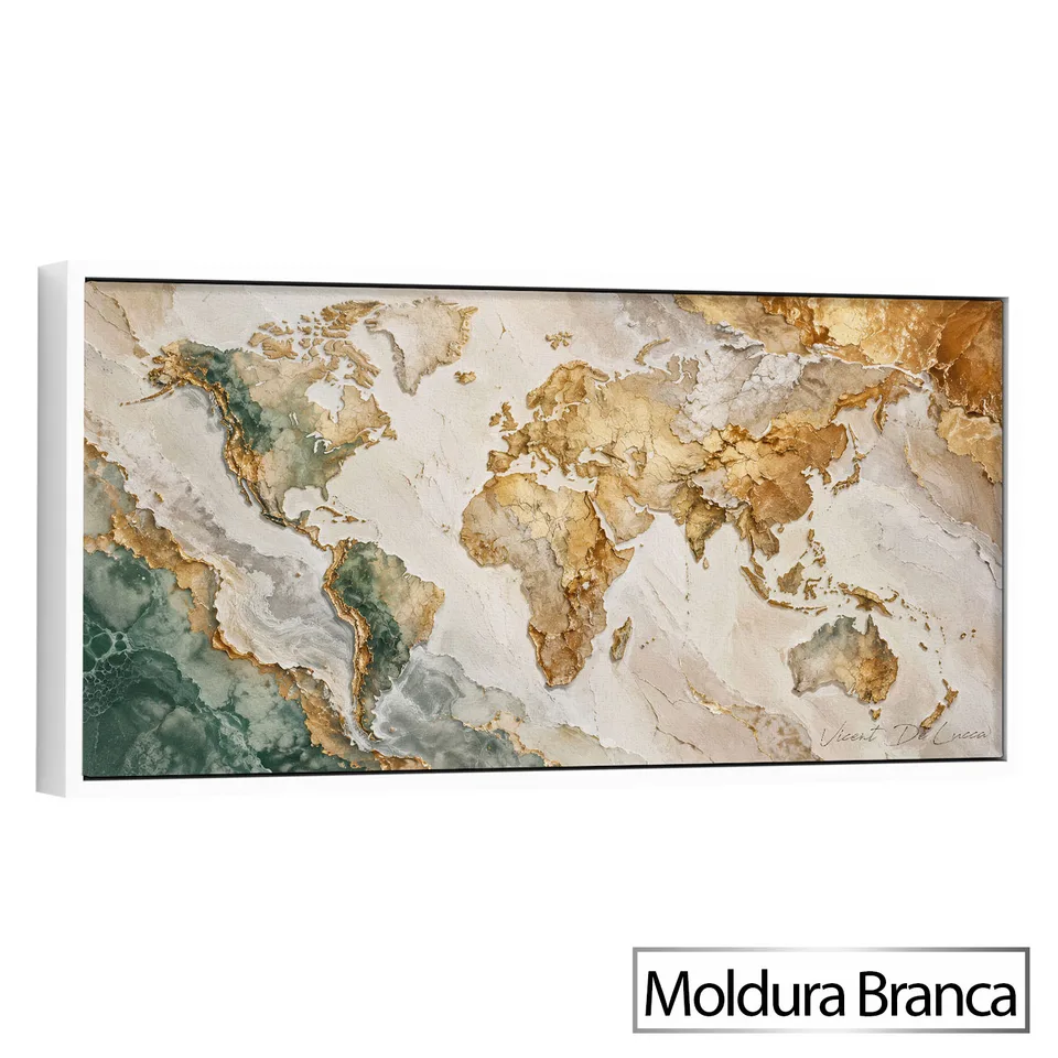 Quadro Abstrato Mapa Mundi Tinta e Ouro — foto 9