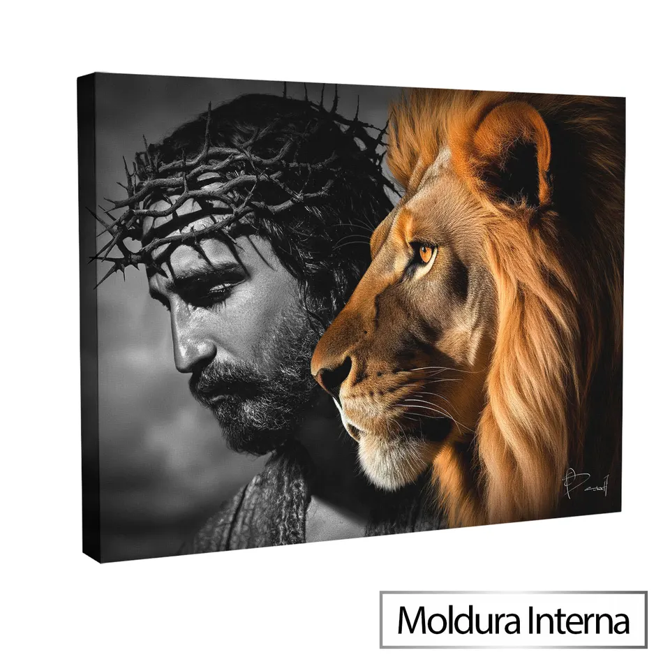 Quadro Jesus O Leão de Judá — Moldura Interna, Médio 64x48