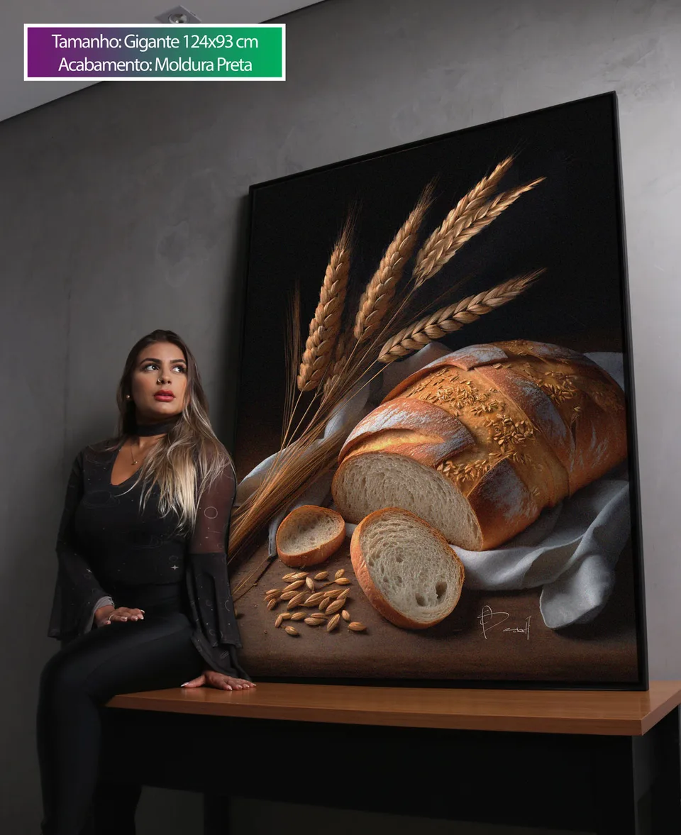 Quadro decorativo Pão e Trigo