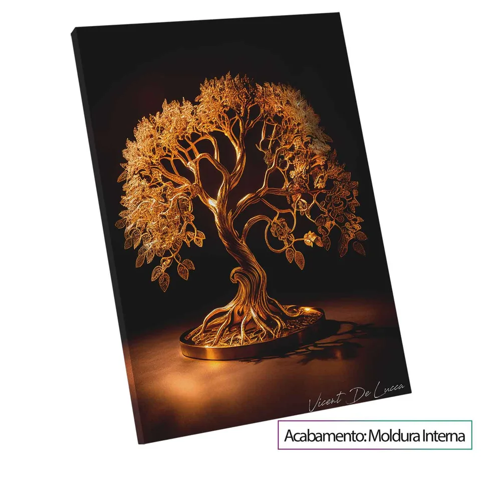 Quadro Árvore da Vida de Ouro — Moldura Interna, Médio 64x48