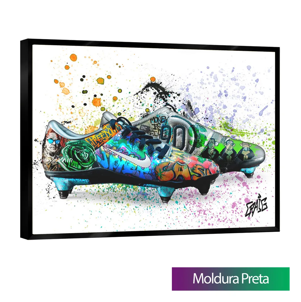 Quadro Chuteira Total 90 Grafite CRAIG com moldura de filete preta