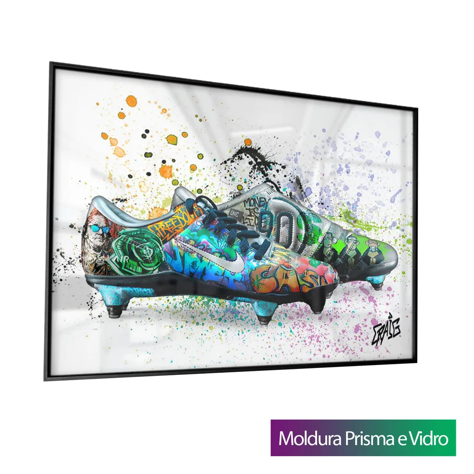 Quadro Chuteira Total 90 Grafite CRAIG com moldura Prisma e vidro (foto 13)