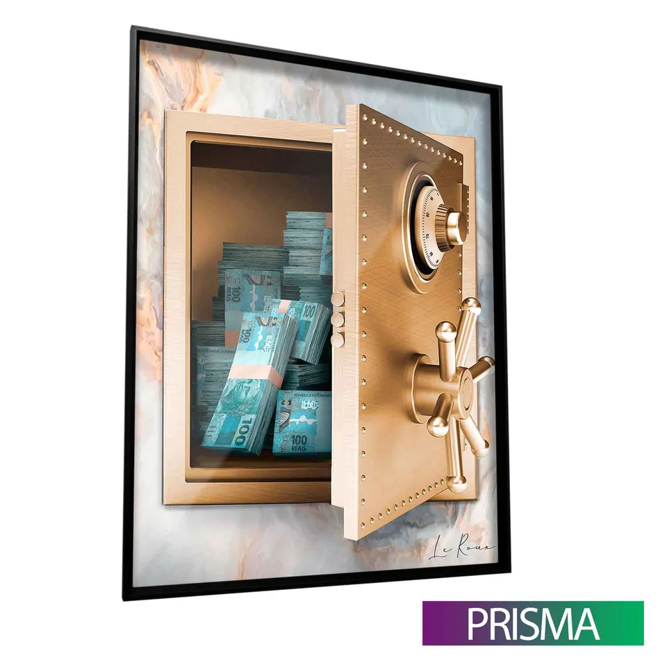 Quadro Meu Cofre de Dinheiro com moldura Prisma e vidro