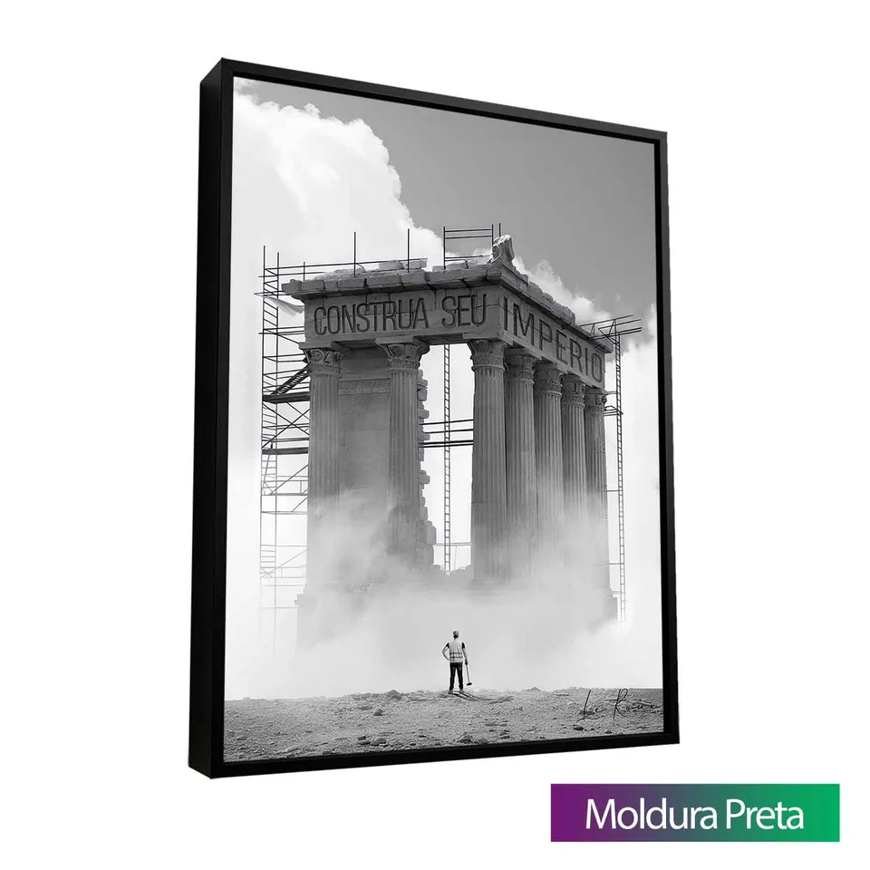 Quadro Construa seu Império com moldura de filete preta
