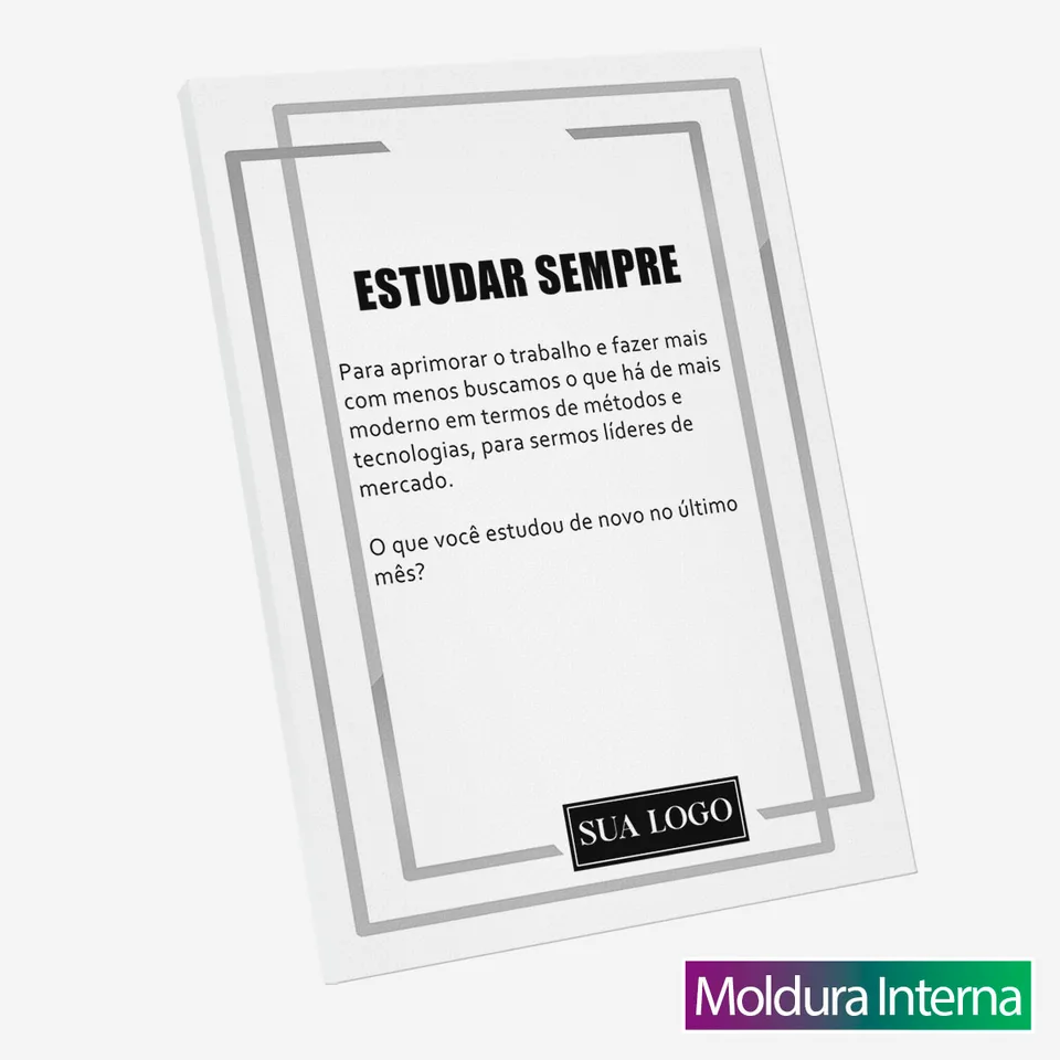 Quadro Cultura da Empresa - Estudar Sempre — Moldura Interna, Médio 64x48