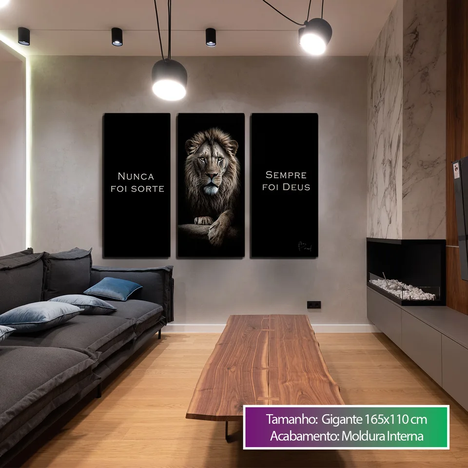 Quadro decorativos Nunca Foi Sorte, Sempre Foi Deus 3 Peças