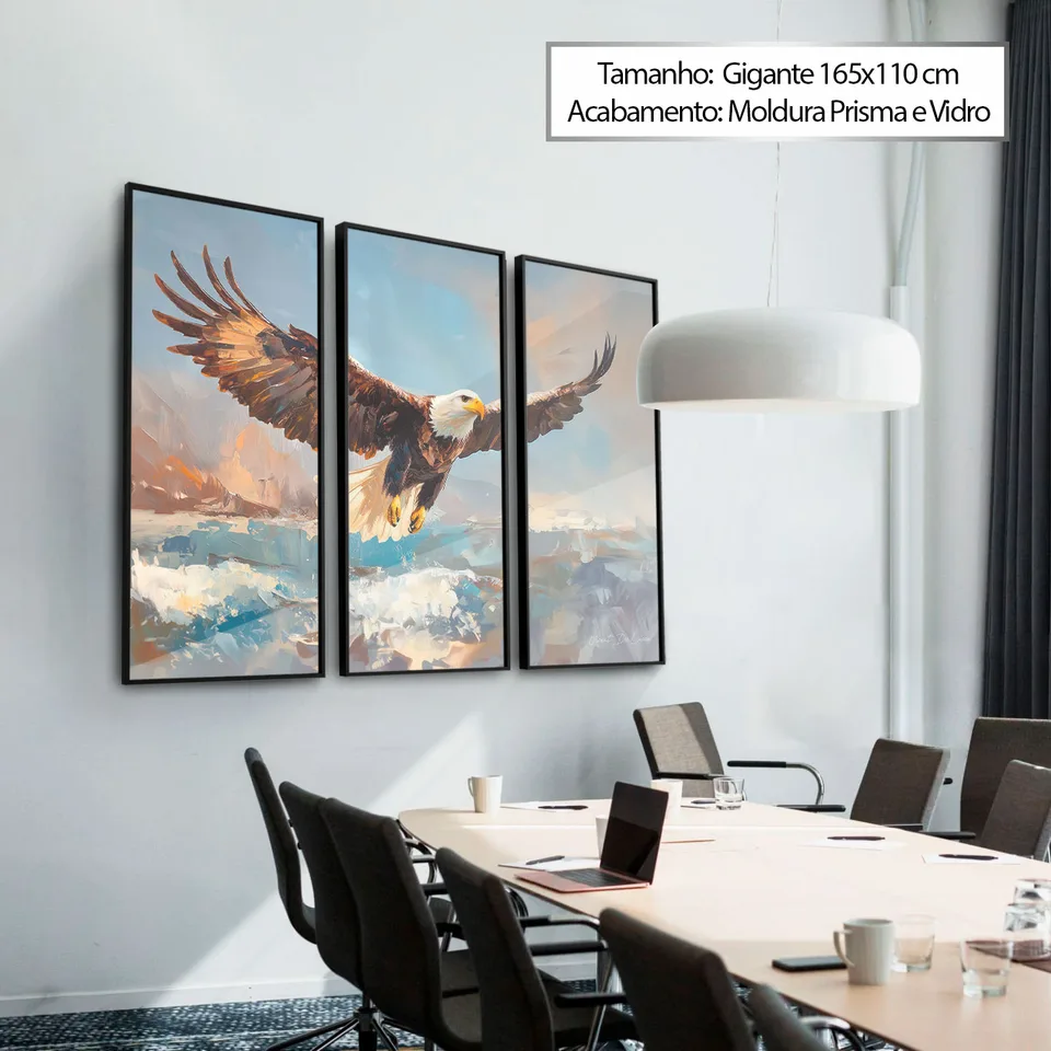 7086 Quadro Águia Sobre o Mar 3 Peças (5)