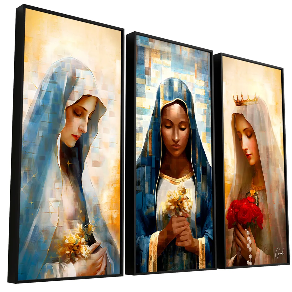 Quadro Nossas Senhoras Grid Art 3 Peças - Quadros para Sala | QuadrosDecorativos.com
