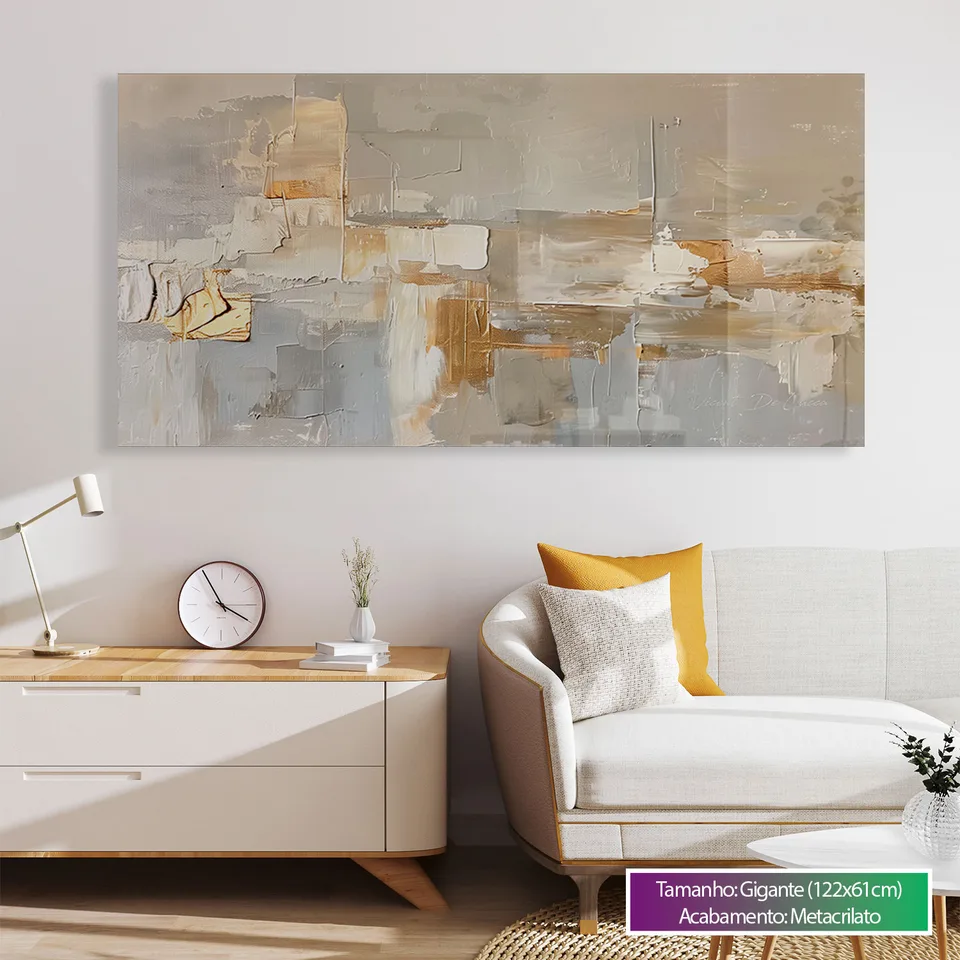 Quadro Abstrato Serenidade Dourada