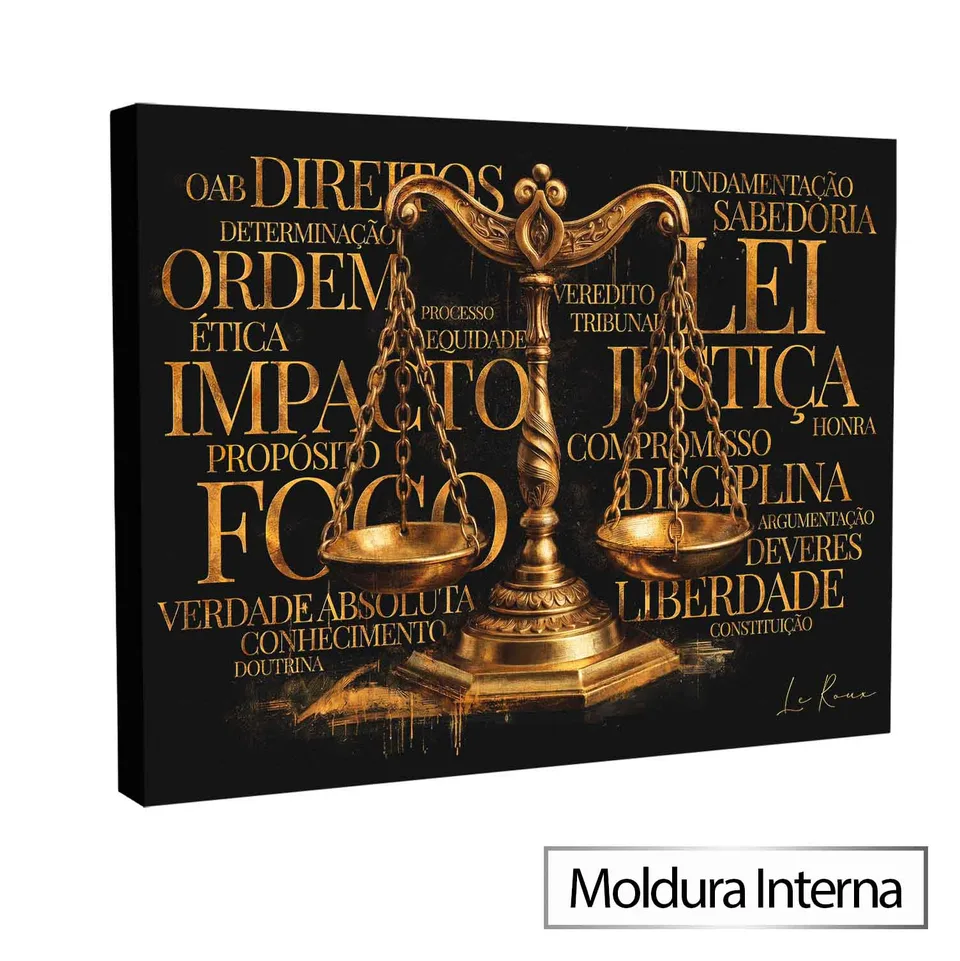 Quadro Balança da Justiça Dourada