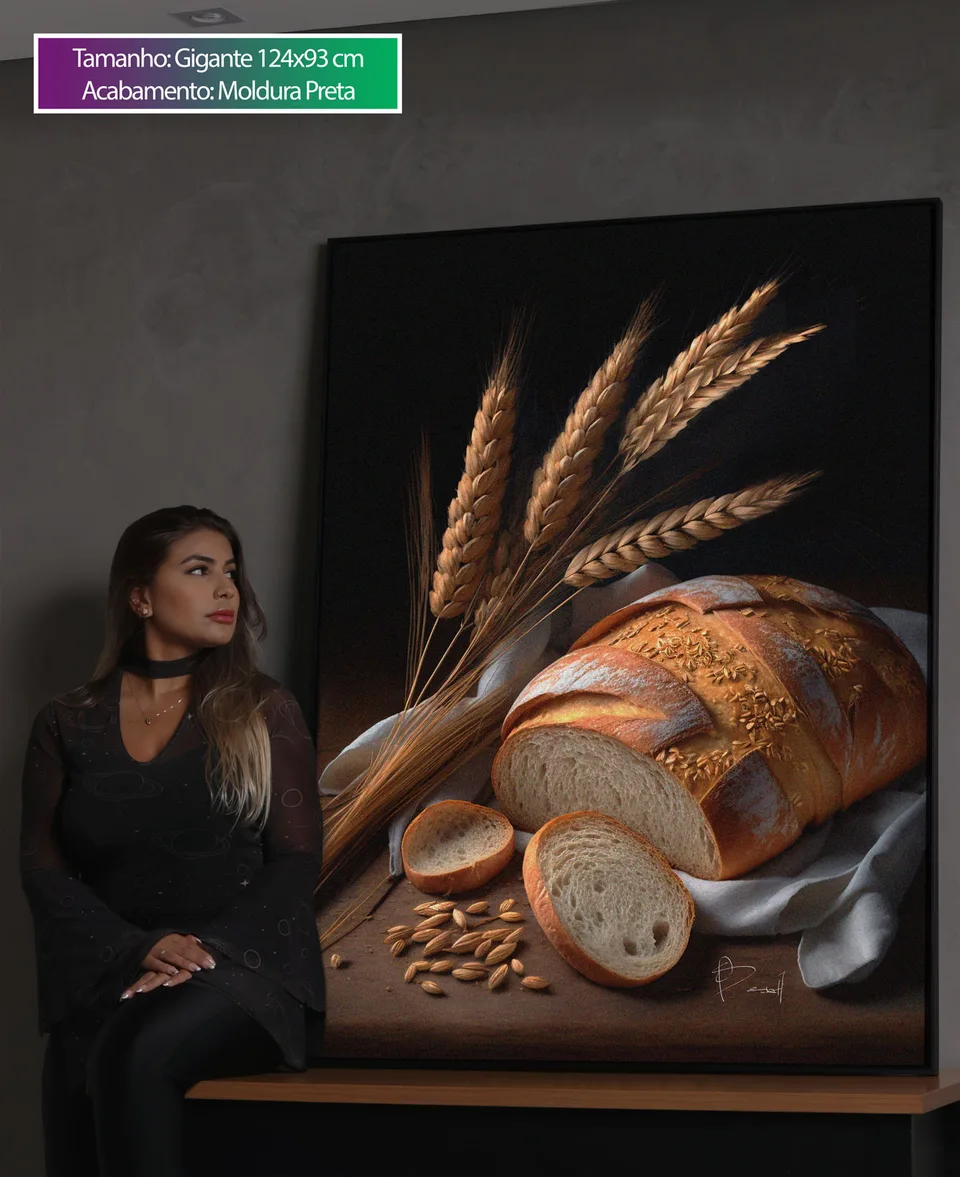 Quadro decorativo Pão e Trigo