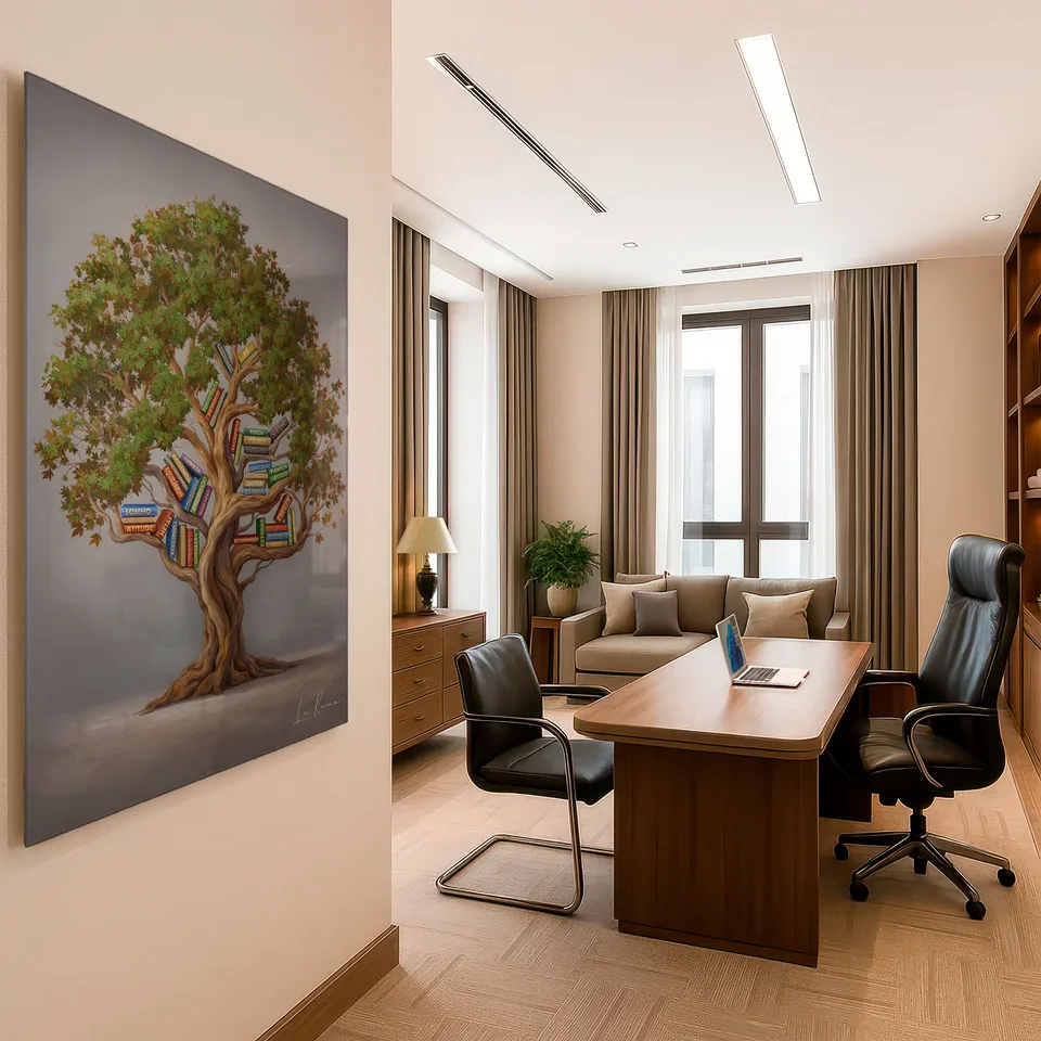 Quadro Árvore da Leitura em metacrilato no escritório