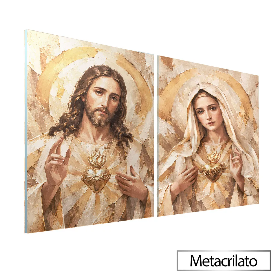 Quadro Os Corações Divinos de Jesus e Maria 2 Peças — foto 7