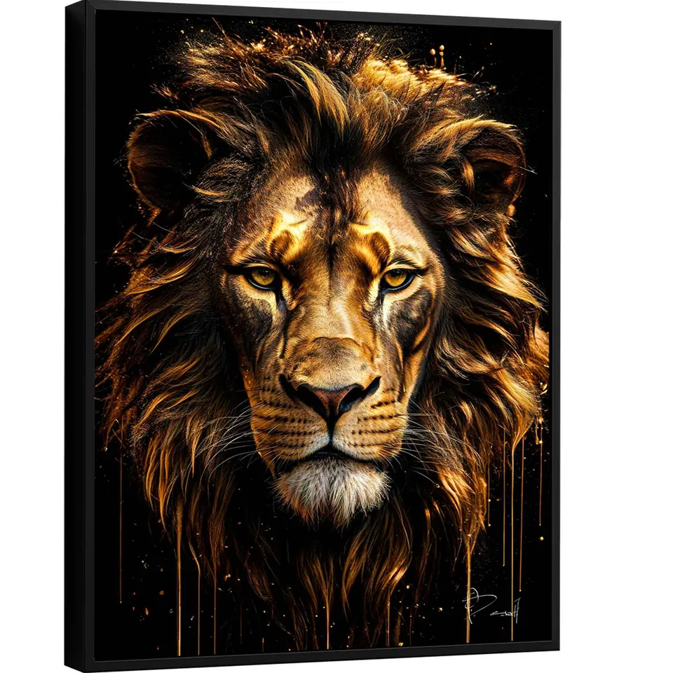 Quadro Leão Molten Gold